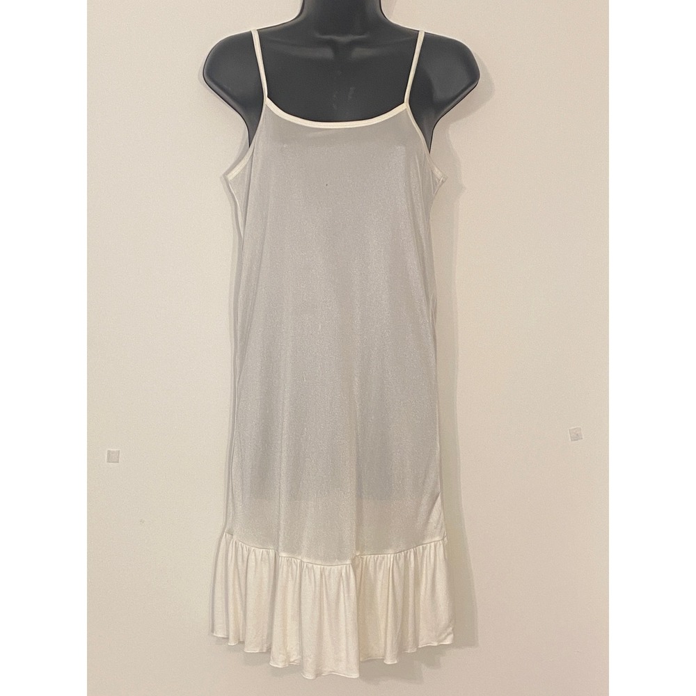 Ep Ivory Ruffle Hem Slip Dress Size 3 XS Small Spaghetti Strap Cotton Blend Mini